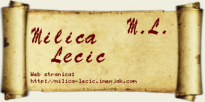 Milica Lečić vizit kartica